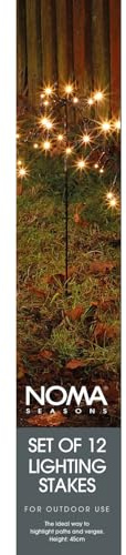 NOMA Black Metal Lighting Garden Stakes, 45 cm (Pack of 12) | Durable Metal, Easy Installation, Versatile for Events, Illuminate Pathways