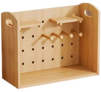 Kleines Bücherregal Kleiner Desktop-Bücherregal-Organizer, mit Haken, Dichtetafel-Ausstellungsständer, Rückwand mit Löchern, for die Aufbewahrung von Büchern auf dem Schreibtisch im Home-Office Deskto