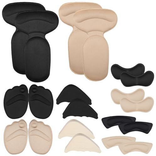 10 Paires Autoadhésifs Protège Talon Chaussure,Doublure de Talon Coussinets Adhésifs Réutilisables,Cousinette Talon de Sport Antidérapant,Insert Orteil Convient à la Plupart des Chaussures(Beige+Noir)