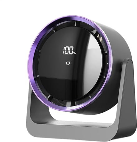 Desktop Fan, Portable Fan, Usb Rechargeable 90 Degrees Adjustable Tilt with Night Light Features Powerful, Cooling Device for Women Men, 6.93x3.39x7.52inches