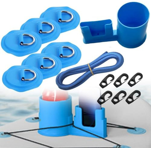 Advokingtap Soporte inflable para bebidas para barco, soporte para teléfono móvil, taza de agua, montaje fijo, hebilla de cuerda para kayak y canoa