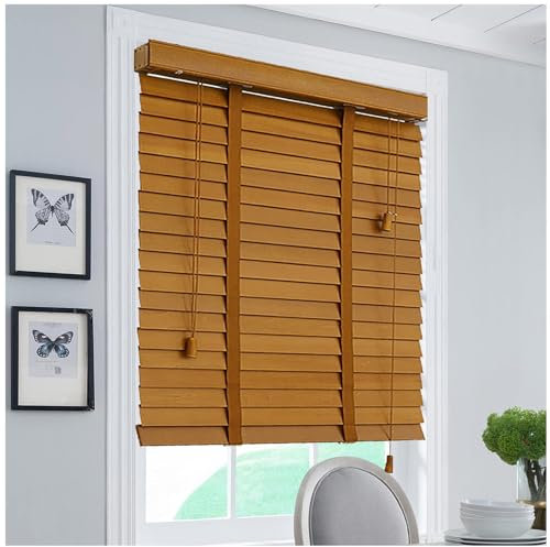 Holzjalousien für Fenster, horizontale Fensterblenden 45/60/85/100/115/120 cm, klassische Holzrollos für Zuhause/Büro, BxH 140 x 240 cm