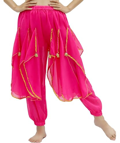 Baisdan Kids Girl Harem Pants Belly Dance Costume India Arab Dancing Tribal Wavy Pants Trousers