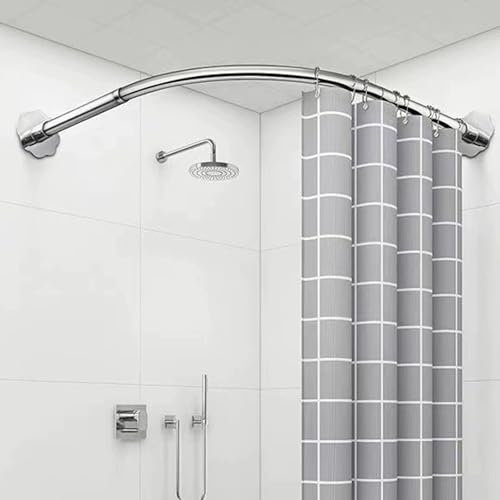 Peakjune Duschstange L Forms,Duschstange FüR Duschvorhang L Forms,Verstellbare Duschstange FüR Duschvorhang,Dusche Vorhangstange,Duschvorhangstange,Edelstahl,FüR Badewanne