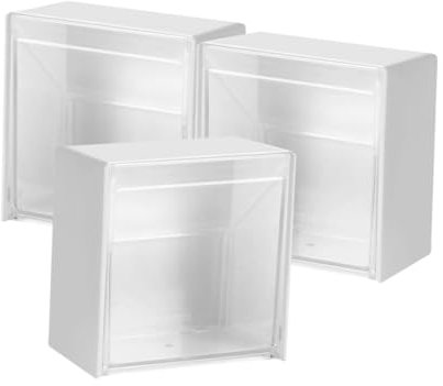DEARMAMY 3pezzi Contenitore Da Parete Per Cotton Fioc E Cosmetici Scatola Organizer Bagno Montata Muro Design Semplice E Funzionale Per Rossetti E Dischetti Struccanti
