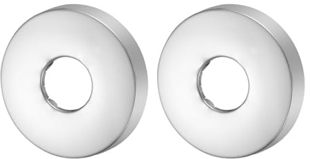 sourcing map 2 Pcs Shower Arm Flange, 0.8x2.4x0.4(21x60x10mm) Stainless Steel Round Escutcheon Plate, Wall Split Flange, Wall-Mounted Water Pipe Cover for Pipe, Silver