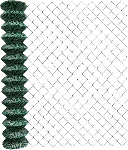 V2Aox PVC-ummantelter Maschendrahtzaun in grün, Viereckgeflecht, Draht Ø 2,8 mm, Maschenweite 60 x 60 mm, Modell:80 cm, 25 m