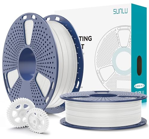 SUNLU PLA+2.0 Filament Bundle, Tougher and Stronger PLA+ 3D Printer Filament 1.75mm, 0.5KG per Spool, 1KG in Total, White+White