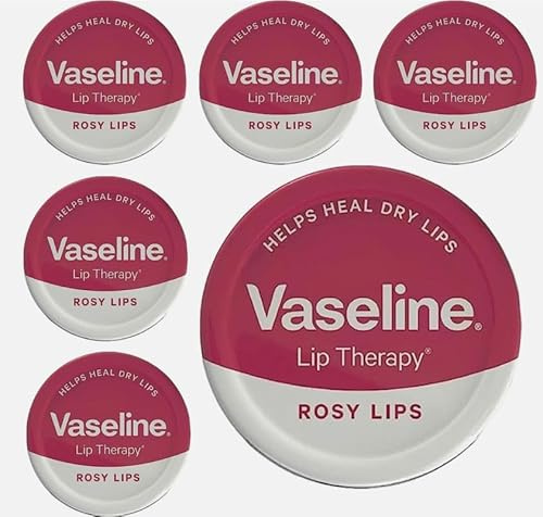 Vaseline Lip Therapy Rosy Lips Vintage Tin 20g – Pack of 6 | Soft Pink Tint & Rose Fragrance | Deep Moisture for Dry Lips | Classic Retro Look | Non-Greasy Lip Balm | Dermatologist Recommended