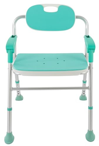 Siège de douche pliable pour personnes âgées, jusqu'à 125 kg, avec accoudoirs, hauteur réglable, pour hôpitaux, maisons, maisons de retraite, bleu