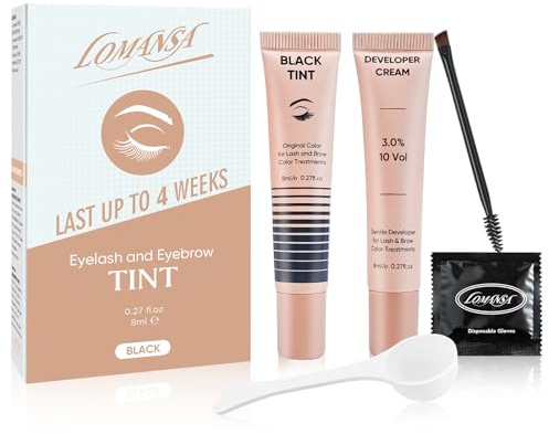 Lomansa Lash Color Kit Black Instant Eyelash Color Kit, 8-Minute DIY Color with Keratin, Natural-Looking Fuller Lashes, Lasts Up to 4 Weeks