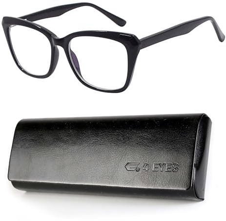Foureyes 4EYES Occhiali da lettura antiriflesso in CP leggeri e flessibili – Montatura resistente, comfort elevato, per donna FS3832– Custodia in pelle e panno inclusi (NERO, 2, Dioptrien)