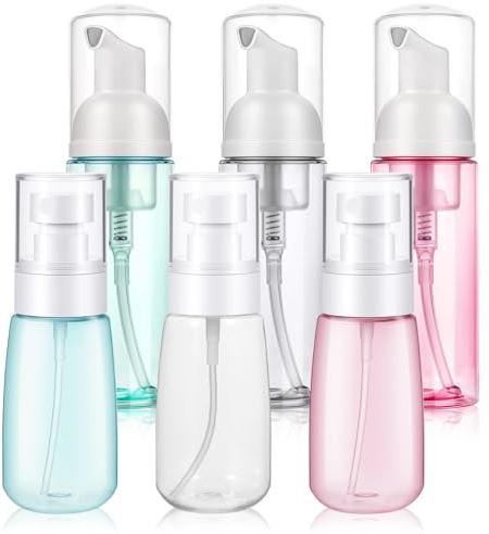YBEATY 6 Pcs Travel Empty Fine Foam Pump Bottle & Mist Spray Bottle Small Size Mousse Foaming Soap Dispenser Clear Plastic Refillable Containers for Face Wash Lash Cleanser Shampoo Skin Care Liquid