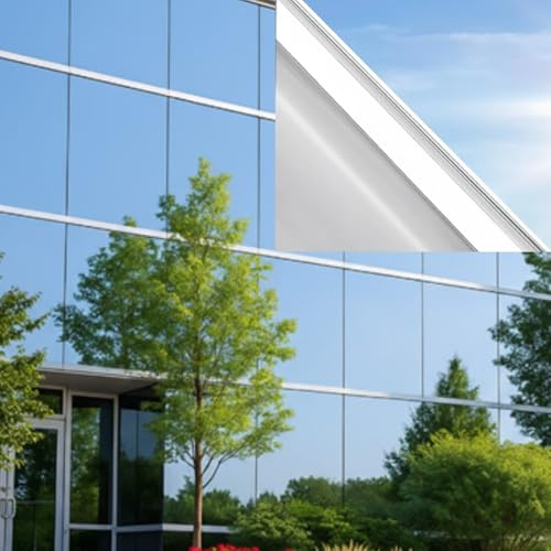 Película de espejo para lunas de privacidad, día – (120 x 300 cm), anti-UV y control de calor, película opaca reflectante autoadhesiva profesional para ventanas de casa u oficina, fijación fuerte, sin