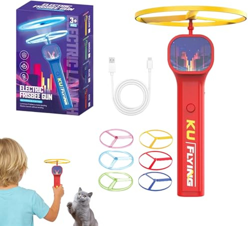 de disco volador para gatos, de lanzamiento de disco recargable, platillo volador de enriquecimiento para gatos, para entrenamiento de mascotas, desarrollo del comportamiento