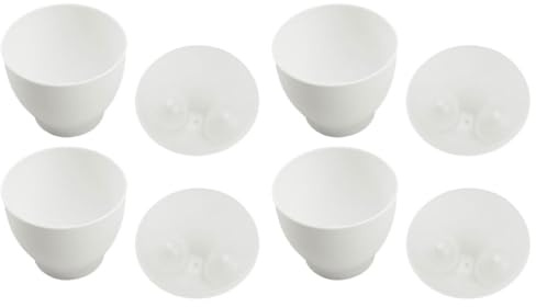 SECFOU Juego de 4 Cocedores de Huevos para Microondas en Pp Blanco, Aptos para Horno, Ideales para Preparar Desayuno Rápido en Cocina