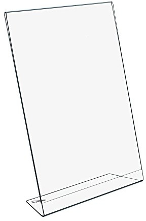 12 Stück DIN A4 L-Ständer/Werbeaufsteller im Hochformat | 12er Set, Glasklare Optik, Schneller Blattwechsel, Geneigte gut lesbare Sichtfläche, Lieferung mit Schutzfolie