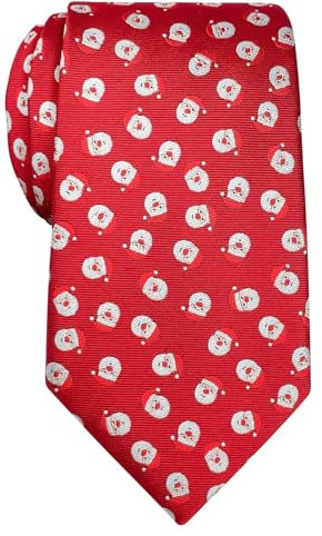 Retreez Herren Gewebte Weihnachten Krawatte Weihnachtsmann 8 cm - rot,