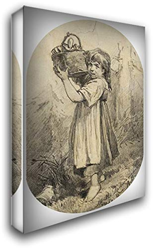 Girl with A Bast Basket 18x24 Gallery Wrapped Stretched Canvas Art by Viktor Vasnetsov