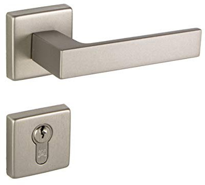 Gedotec Drückergarnitur Aluminium Türbeschlag Edelstahl | 1 Stück Türgriff Zimmertür - PUSH 1317 | PZ - Zylinder | Drücker-Paar silber für Innentüren | Türdrücker-Garnitur inkl. Befestigungsmaterial