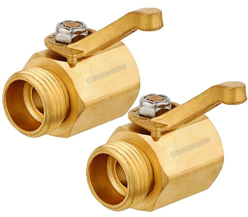Haus & Garten Robustes 1,9 cm Messing-Gartenschlauch-Absperrventil – Gartenschlauchanschluss, Wasserabsperrung, Gartenschlauchdüsenventil, 3/4 Zoll GHT Messing Absperrventil-Aufsatz (2er-Pack)