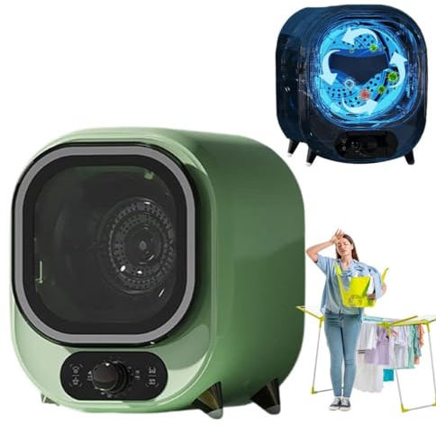 X&Z-XAOY Sèche-Linge Compact Mini-sécheurs À Tambour Ventilés Autoportants Tonneau Intérieur Double Couche,Commandes À Bouton (Color : Green)