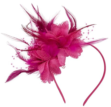 Bailinks Vintage Feder Fascinator Haarschmuck Damen Blumendesign Kopfbedeckung für Hochzeit, Cocktail, Karneval und Party Accessoires
