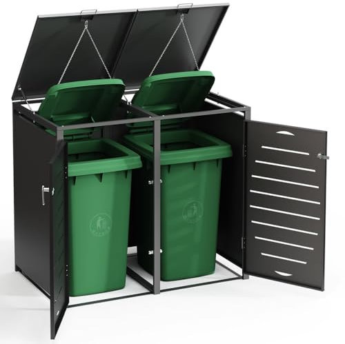 Melko Mülltonnenbox Anthrazit Mülltonnenhaus | beliebig erweiterbar | Mülltonnenverkleidung für 2 Tonnen | robust & langlebig | Tonnenhaus Abfallbehälter Kapazität bis 240L Container