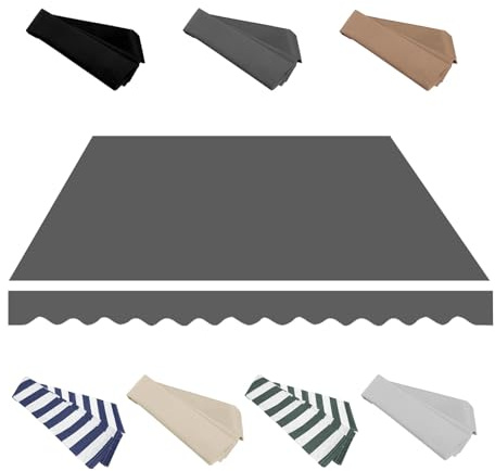 Telone di ricambio per tenda retrattile da 25 m, tessuto impermeabile grigio, per esterni, balcone, patio, giardino, terrazza, adatto per tende da sole a braccio estensibile da 300 x 250 cm