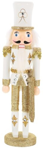 MOTHNUR Cascanueces De Madera Tradicional Navideño De Tamaño Mediano Dorado, Figura Artesanal Decorativa para Escritorio y Estantes, Adorno Festivo para Navidad y Decoración De Ventanas