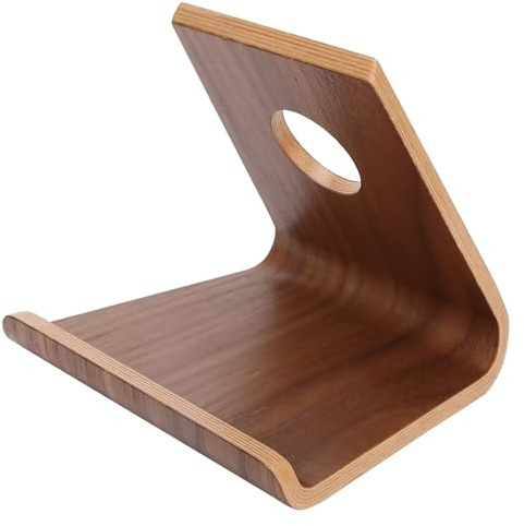 OVAQUIXI Support en Bois pour Tablette PC, Design Naturel Marron Noisette, Support Compact pour et Téléphones Mobiles, Idéal pour Une Utilisation sur Bureau et la Décoration de la Maison ou du Bureau