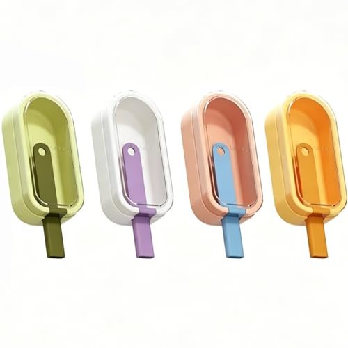 Conjunto de 4 moldes de helado casero reutilizables en silicona, 4 colores variados, para postres de chocolate, sucetas heladas y helados caseros
