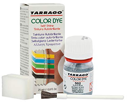 Tarrago | Colorante Auto Lucido 25 ml | Tintura autolucidante per scarpe e accessori | Copre sfregamenti e calzature Argento antico (502)