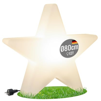 8 seasons design LED Weihnachtsstern 80cm Shining Star (Weiß), E27, warmweißes Licht – winterfest – großer beleuchteter Stern für außen (Garten, Terrasse) und innen, XL Weihnachtsbeleuchtung outdoor