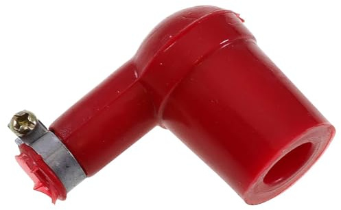 2EXTREME Zündkerzenstecker Racing rot 90 Grad gewinkelt mit Schraubschelle | Material Gummi, Farbe Rot; kompatibel mit Roller, Mofa, Moped, Motorrad, Quad, Mokick, ATV und Rasenmäher, mit Schraubschelle