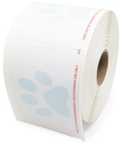 Veterinary Prescription Labels with Paw Print & Warning - 2-1/8 x 2-3/4 | Compatible with Dymo 450 LabelWriters and Earlier Models - “Keep Out of Children's Reach” - Warning, Caution