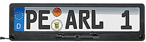 Lescars Nummernschildkamera: Funk-Rückfahr-Kamera im Nummernschild-Halter, für Autoradio-Anschluss (Kennzeichen Kamera, Rückfahrkamera Nummernschild, an Radio anschließen)