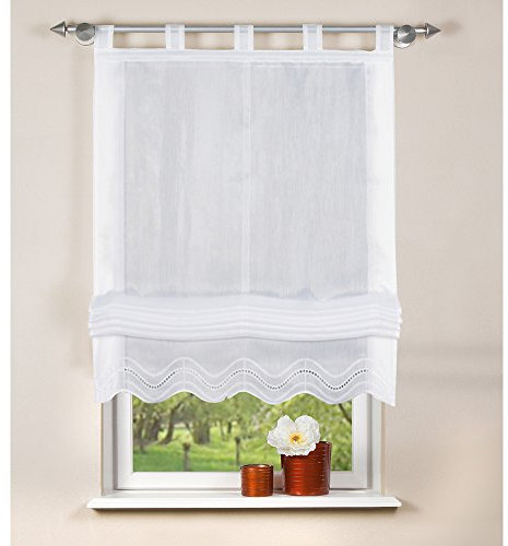 Home fashion Raffrollo 79252-801 140 x 120 cm Schlaufenrollo, Polyester, Weiß