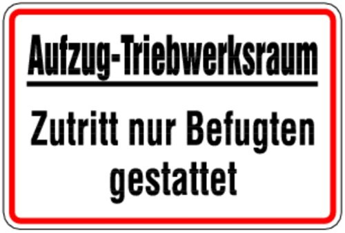 LEMAX® Hinweisschild, Aufzug-Triebwerksraum, 200 x 300 mm Alu geprägt