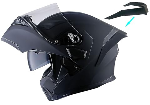 1Storm Motorcycle Modular Full Face Helmet Flip up Dual Visor Sun Shield: HB89 Matt Black; Size XL
