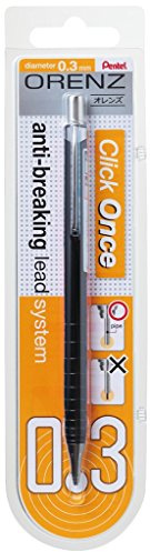 Pentel XPP503-AX Orenz - Matita portamine a pressione, spessore del tratto 0,3 mm, 100% infrangibile, confezione blister, colore nero
