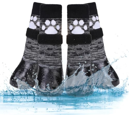 Hundesocken, rutschfest, mit Riemen, Traktionskontrolle, wasserdicht, Pfotenschutz, Größe L KOOLTAIL