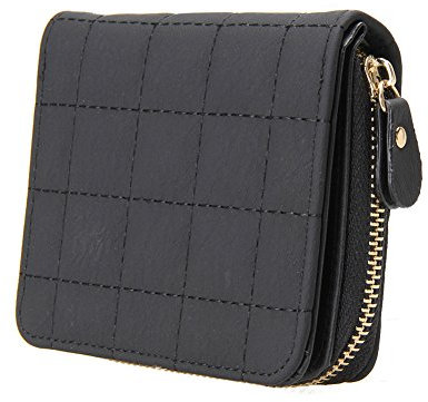 Aeeque Geldklammer mit Kartenhalter, Klein Schachtel 7 Karteninhaber Münze Bargeld Reißverschluss Kunstleder Damen Geldbörse, Kreditkartenetui mit Geldclip Portemonnaie Brieftasche (Schwarz)