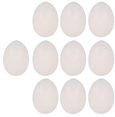 RDEXP 10 x Vollkunststoff-Eier für, Zucht, Brut, weiß, 36 x 26 mm
