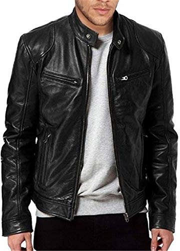 Blouson Cuir Homme Moto Vintage Grande Taille Automne Hiver Chaud Veste Moto Homme Manche Longues Manteau Elegant Simili Cuir Jacket