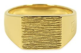 Herrenring Siegelring Gold massiv poliert eckig aus 925 Sterling Silber Echtgold vergoldet handgemacht minimalistisch modern | Männerschmuck aus Deutschland mit Geschenkbox (68)