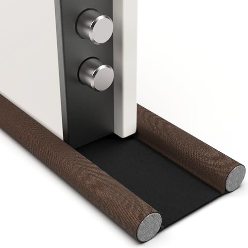 Paraspifferi Sottoporta per Porte Blindate e Porte Interne ed Esterne da 4,5 a 12 cm di spessore | Previene Spifferi e Infiltrazioni di Polvere, Acqua, Luce, Insetti e Rumori (Marrone, 100 cm)