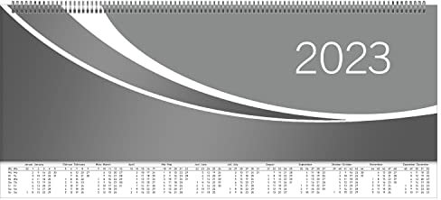 Idena 13930 - Tischkalender 2023 quer, premium grau, 298 x 105 mm, Wochenplaner, Querkalender