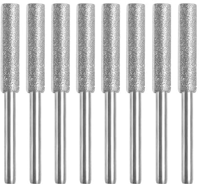 SLOYCA 8 pièces Diamant Enduit Fraise cylindrique 4mm affûteuse de tronçonneuse Pierre fichier scie à chaîne affûtage Sculpture Outils de meulage Argent/Or (Color : 5.5mm-Silver)