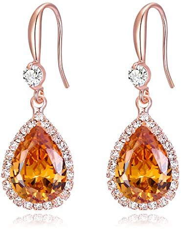 EVER FAITH Ohrhänger Hochzeit baumeln Tropfen elegante Geburtsstein Zirkonia Party Prom Runde Ohrringe für Damen klar Silber-Ton